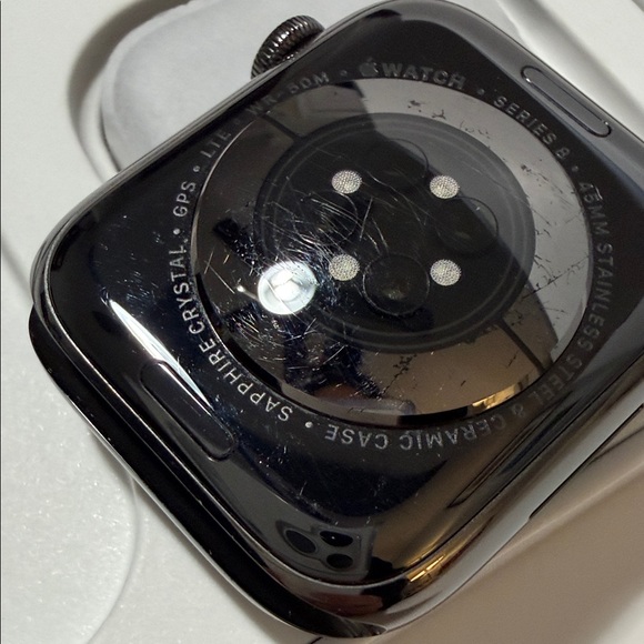 Apple Watch Stainless Steel Series 8 45mm w/ Black Band S/M - Picture 9 of 12